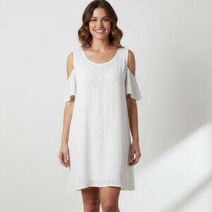 Women's Dress Blouse Top Cold Shoulders Off white Size 2XL Y2k 2000s
